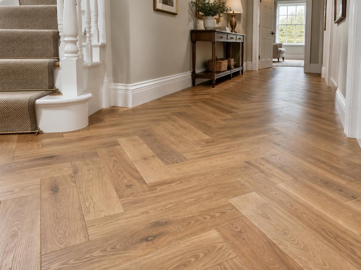 Engineered wood herringbone example